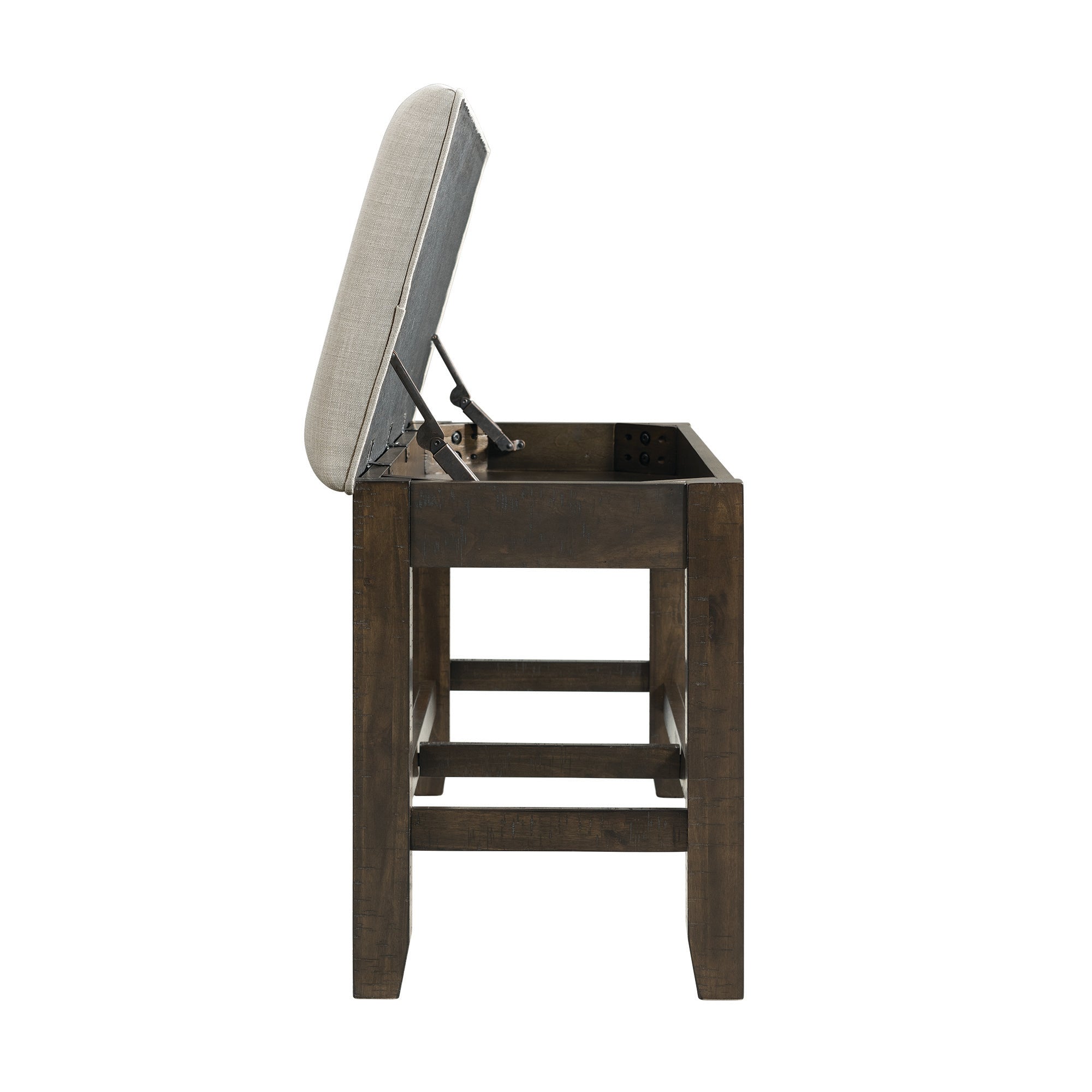 Elements International - COLORADO COUNTER STORAGE BENCH - Dark Brown Fabric - Benches - Additional View 5