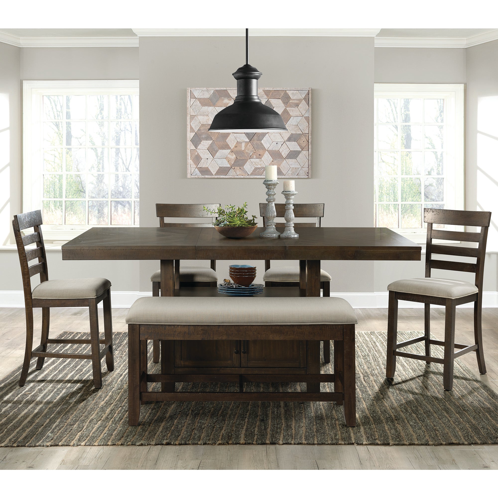 Elements International - COLORADO COUNTER STORAGE BENCH - Dark Brown Fabric - Benches - Additional View 6