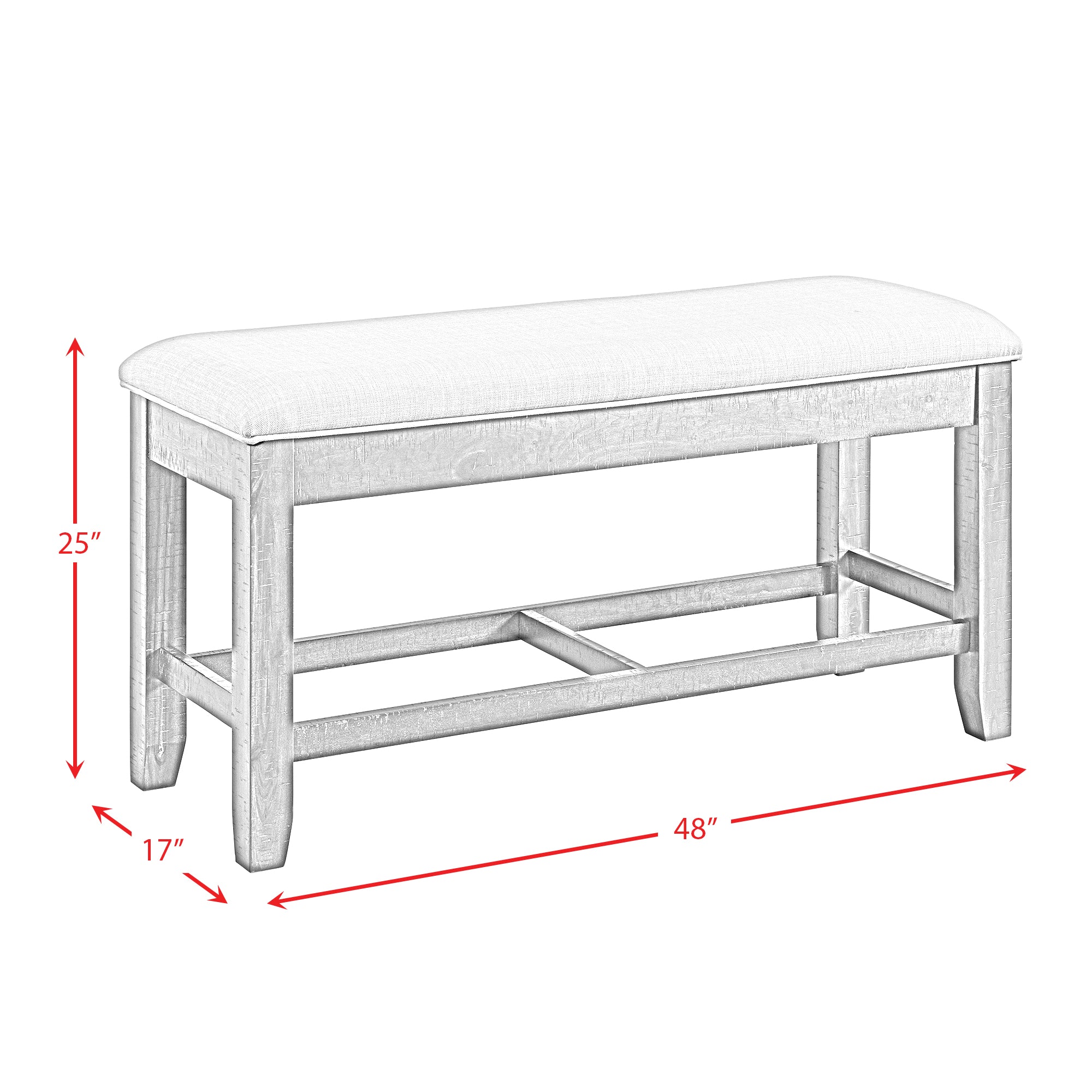 Elements International - COLORADO COUNTER STORAGE BENCH - Dark Brown Fabric - Benches - Additional View 10