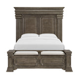 Elements International - KINGS COURT GREY QUEEN BED - Dark Gray Wood - Beds - Additional View 1