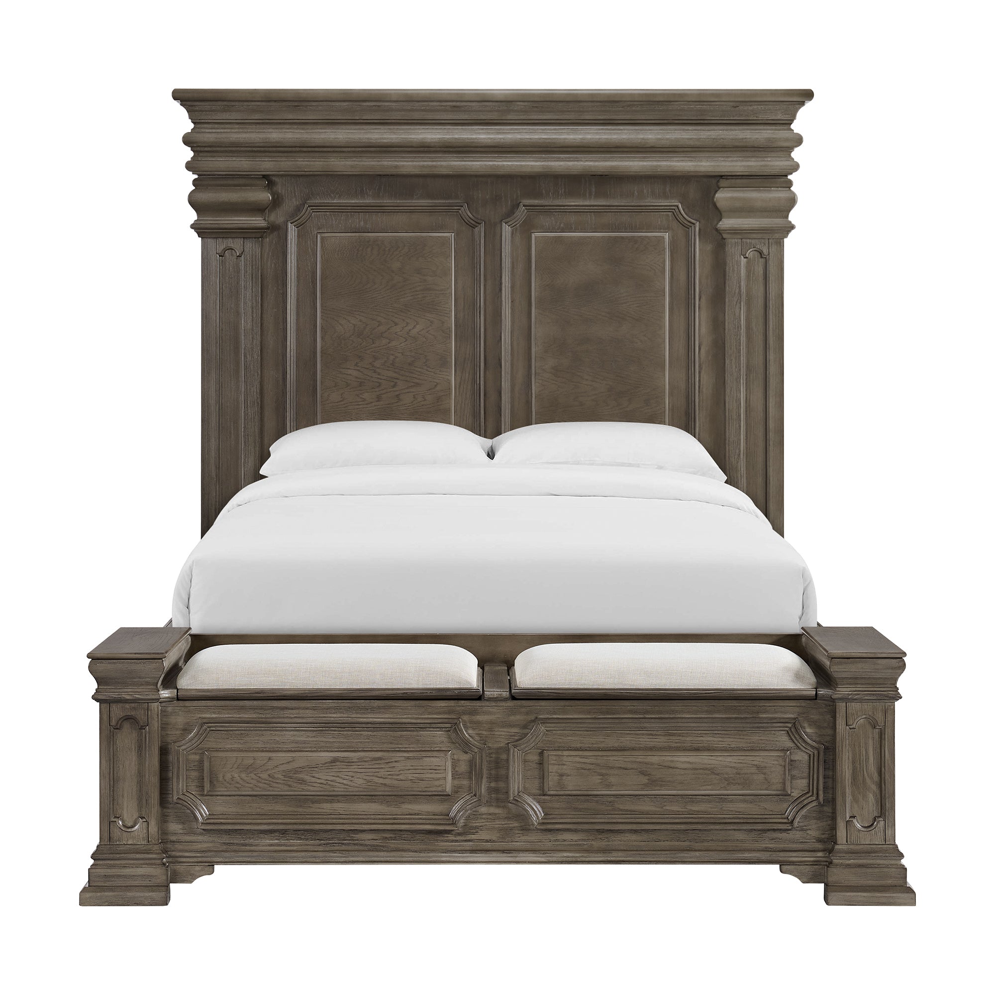 Elements International - KINGS COURT GREY QUEEN BED - Dark Gray Wood - Beds - Additional View 1