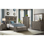 Elements International - KINGS COURT GREY QUEEN BED - Dark Gray Wood - Beds - Additional View 2