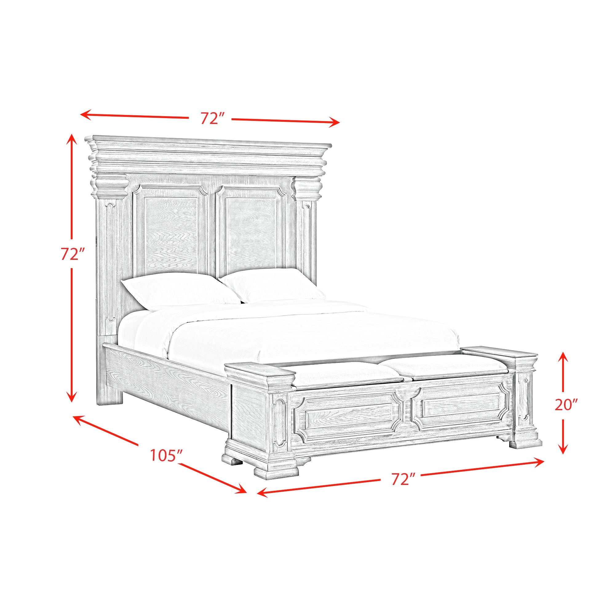 Elements International - KINGS COURT GREY QUEEN BED - Dark Gray Wood - Beds - Additional View 10