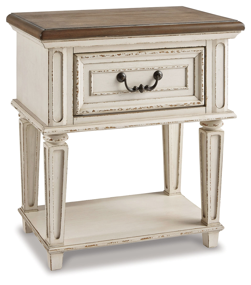 Ashley Furniture - Realyn One Drawer Night Stand - White Wood - Nightstands
