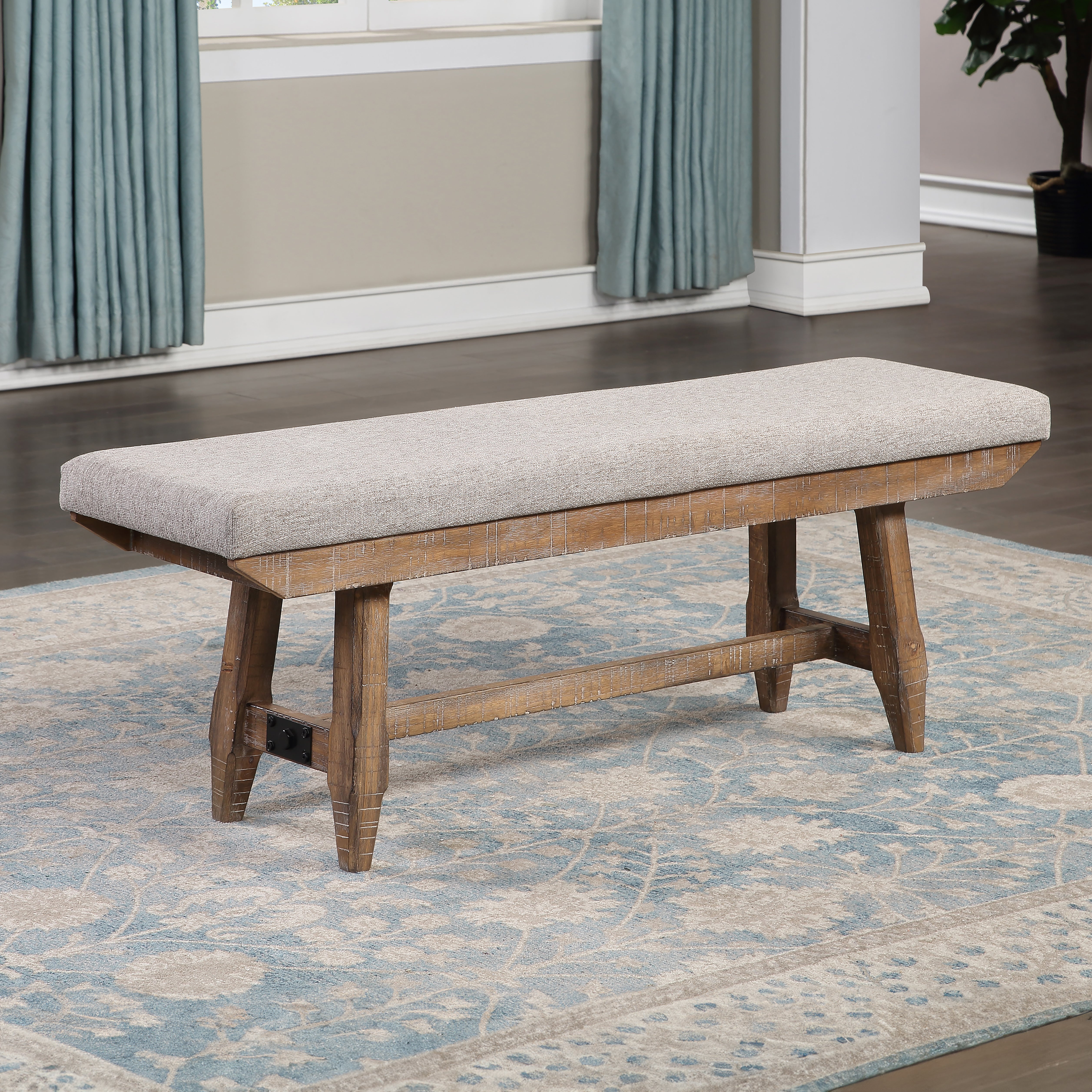 Steve Silver Furniture - RIVERDALE DINING BENCH - Light Brown Wood - Benches - Additional View 6