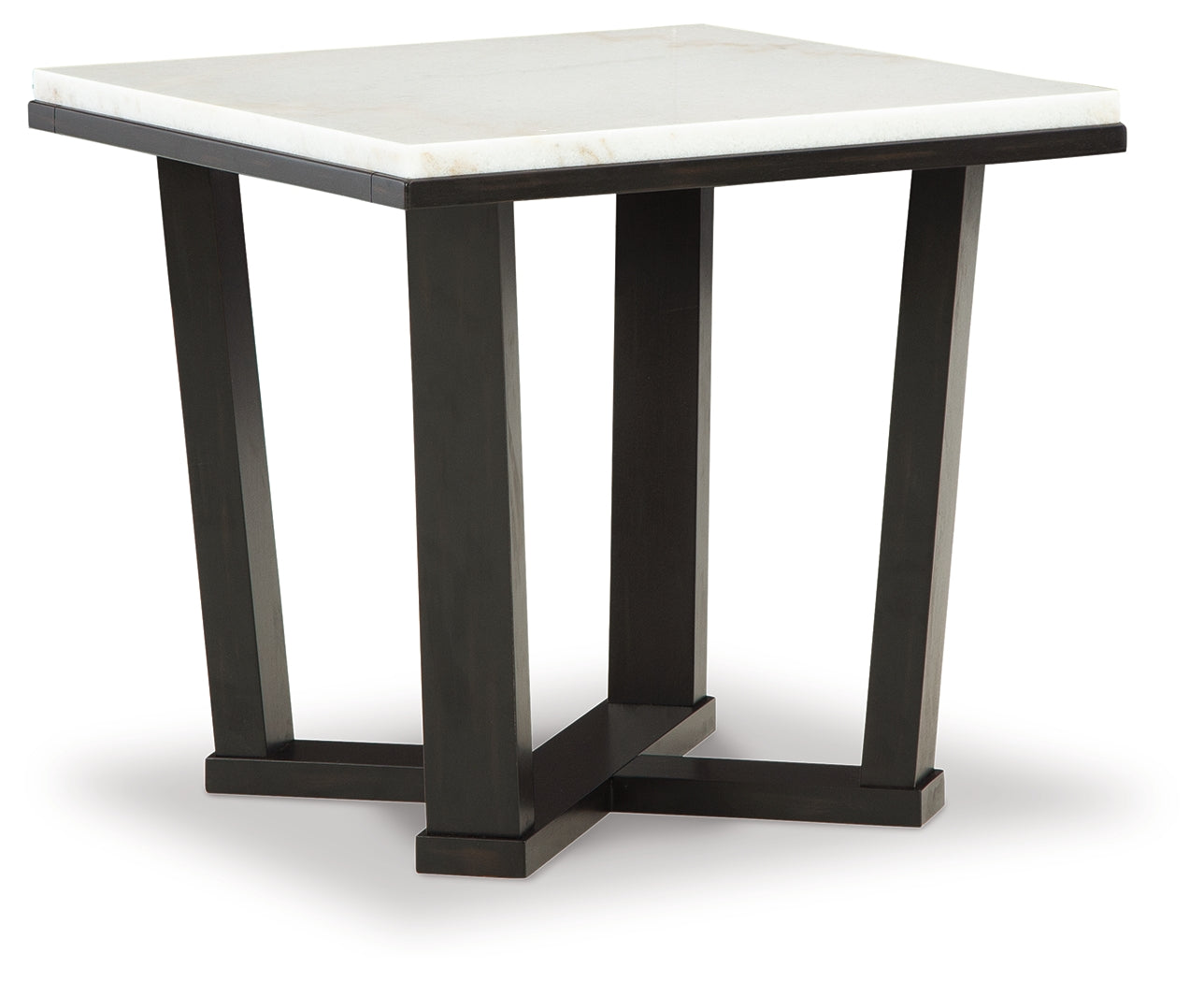 Ashley Furniture - FOSTEAD END TABLE - White Marble/Stone|Wood - Tables