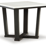 Ashley Furniture - FOSTEAD END TABLE - White Marble/Stone|Wood - Tables