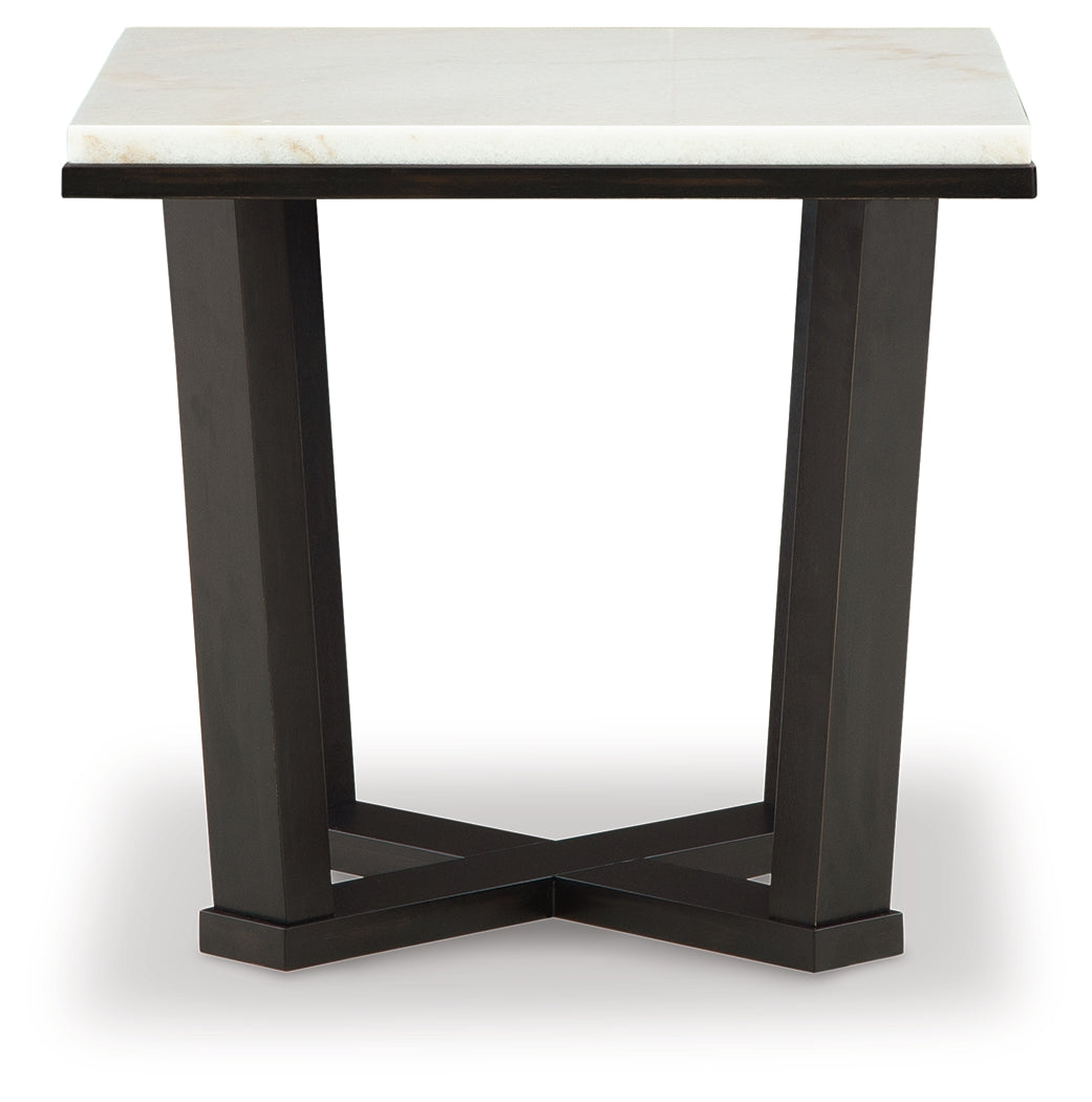 Ashley Furniture - FOSTEAD END TABLE - White Marble/Stone|Wood - Tables - Additional View 2