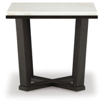 Ashley Furniture - FOSTEAD END TABLE - White Marble/Stone|Wood - Tables - Additional View 2