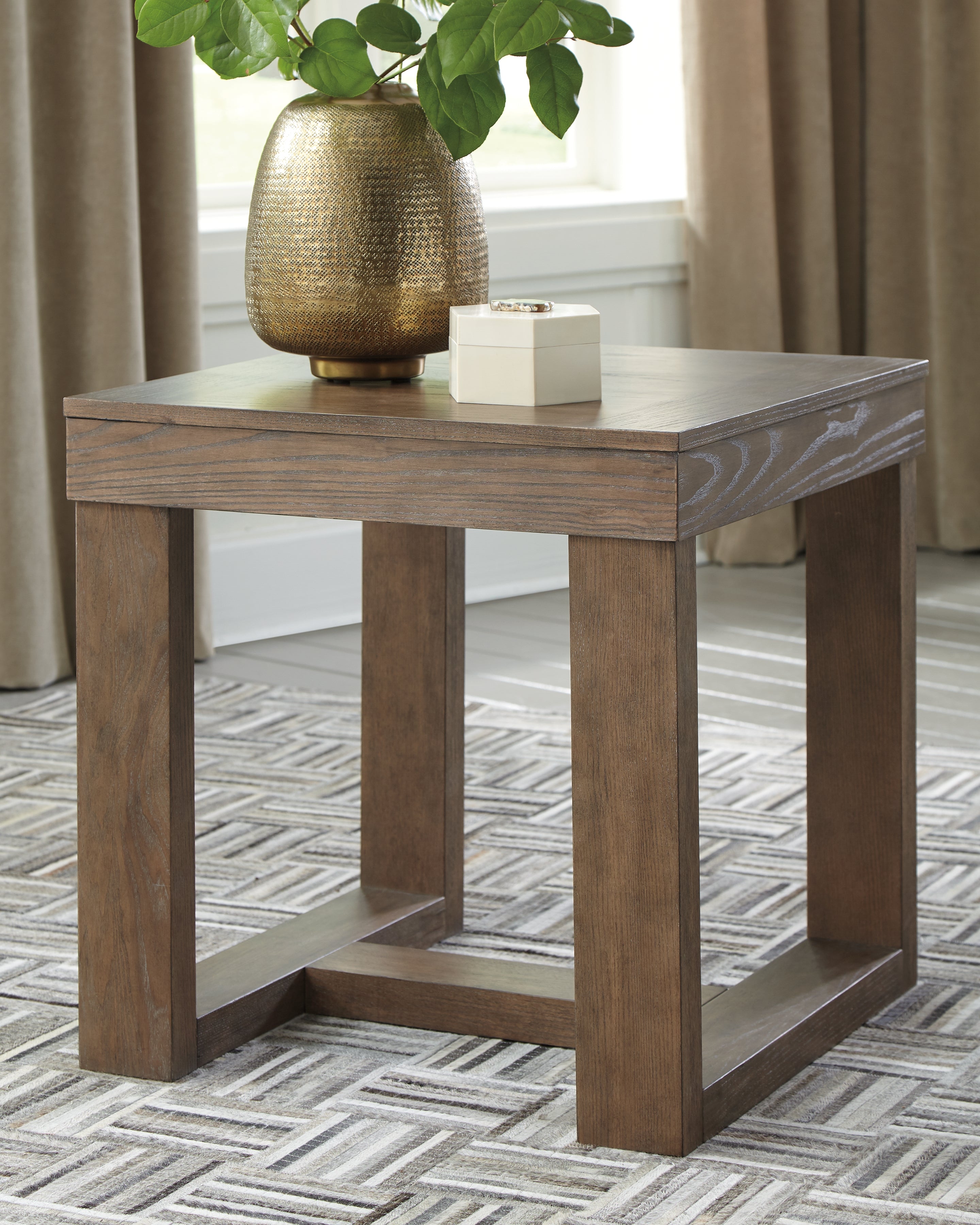 Ashley Furniture - CARITON GRAY SQUARE END TABLE - Wood - Tables - Additional View 1