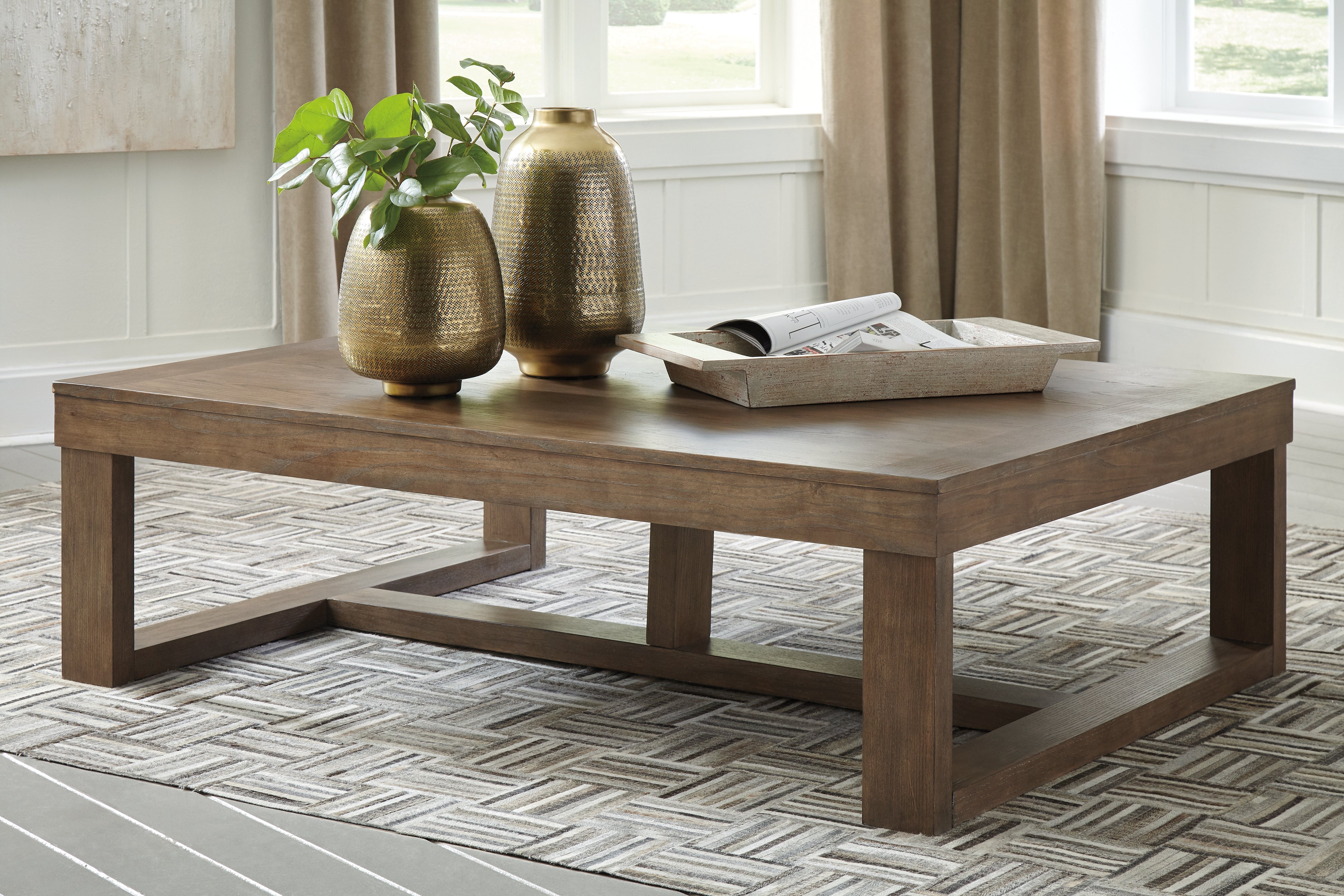 Ashley Furniture - CARITON GRAY RECTANGULAR COCKTAIL TABLE - Wood - Tables - Additional View 1
