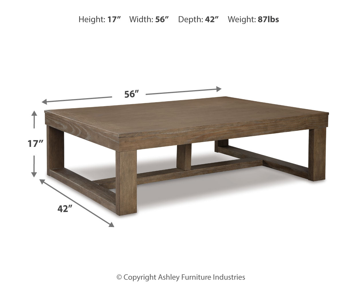 Ashley Furniture - CARITON GRAY RECTANGULAR COCKTAIL TABLE - Wood - Tables - Additional View 3