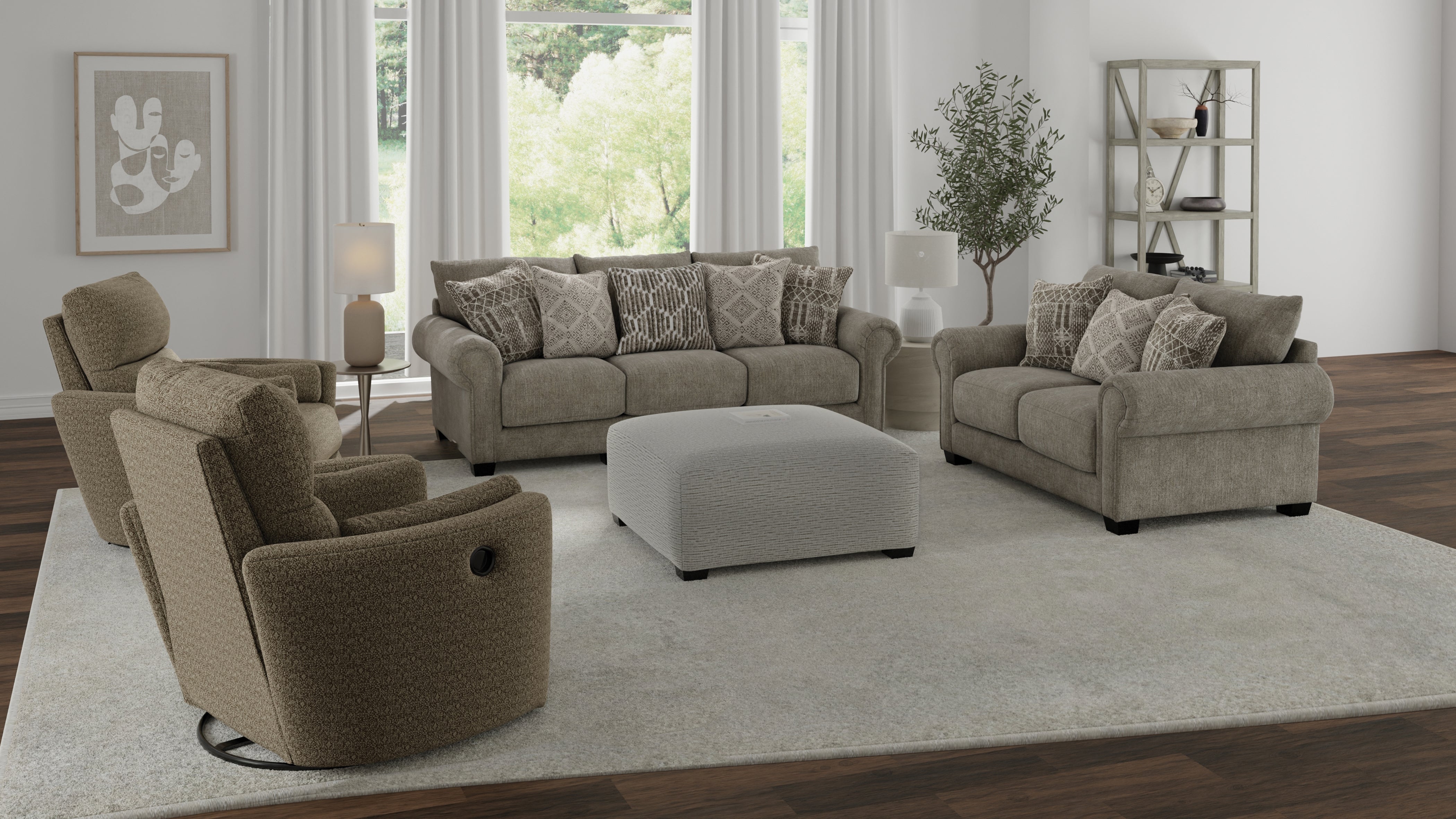 Jackson Furniture Industries - Brixton Stone Accent Swivel Chair - Gray Fabric - Chairs
