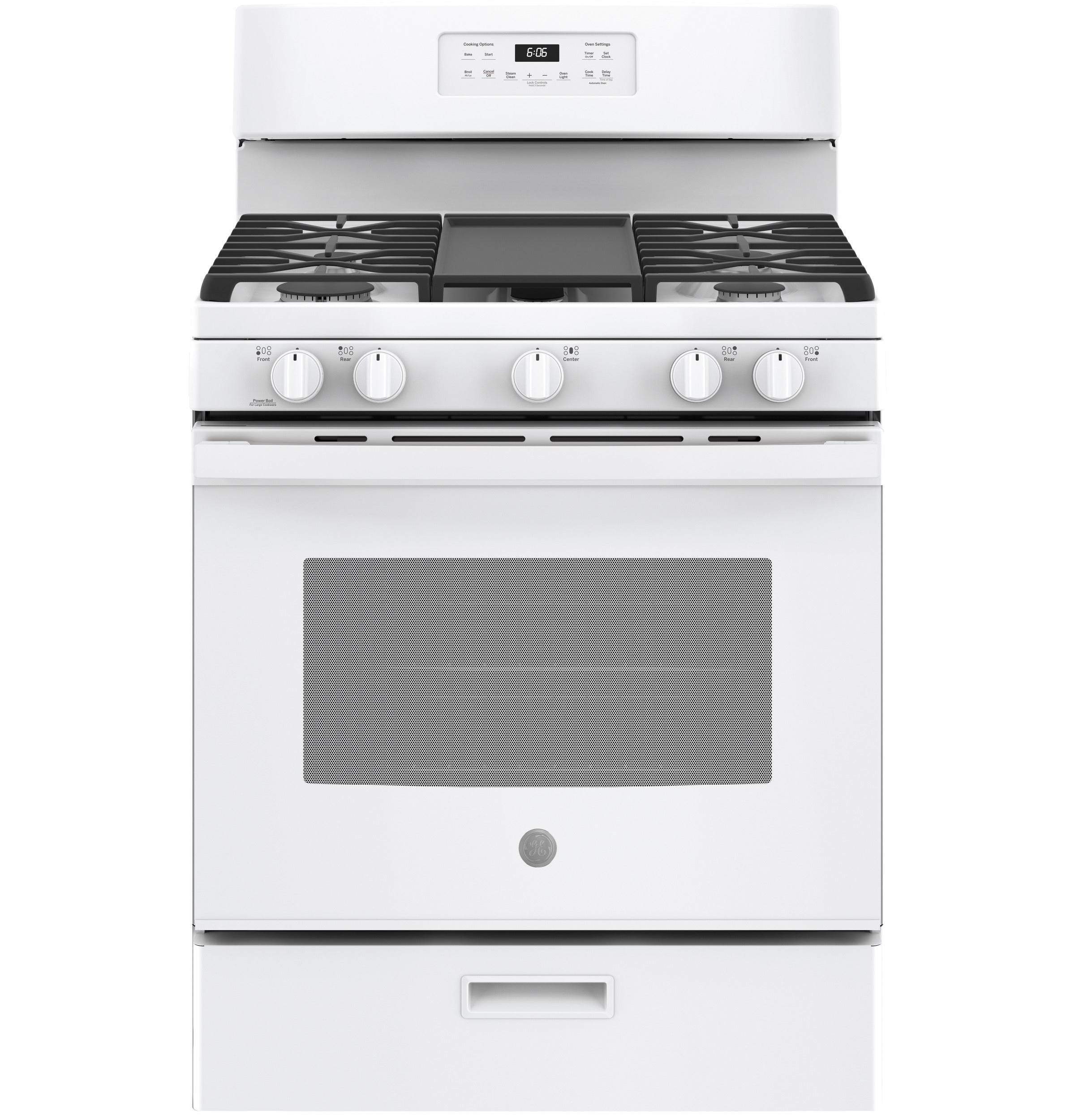 GE 30" Free-Standing Gas Range, Edge-To-Edge Cooktop - White - Ranges