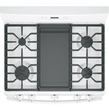 GE 30" Free-Standing Gas Range, Edge-To-Edge Cooktop - White - Ranges - Additional View 1