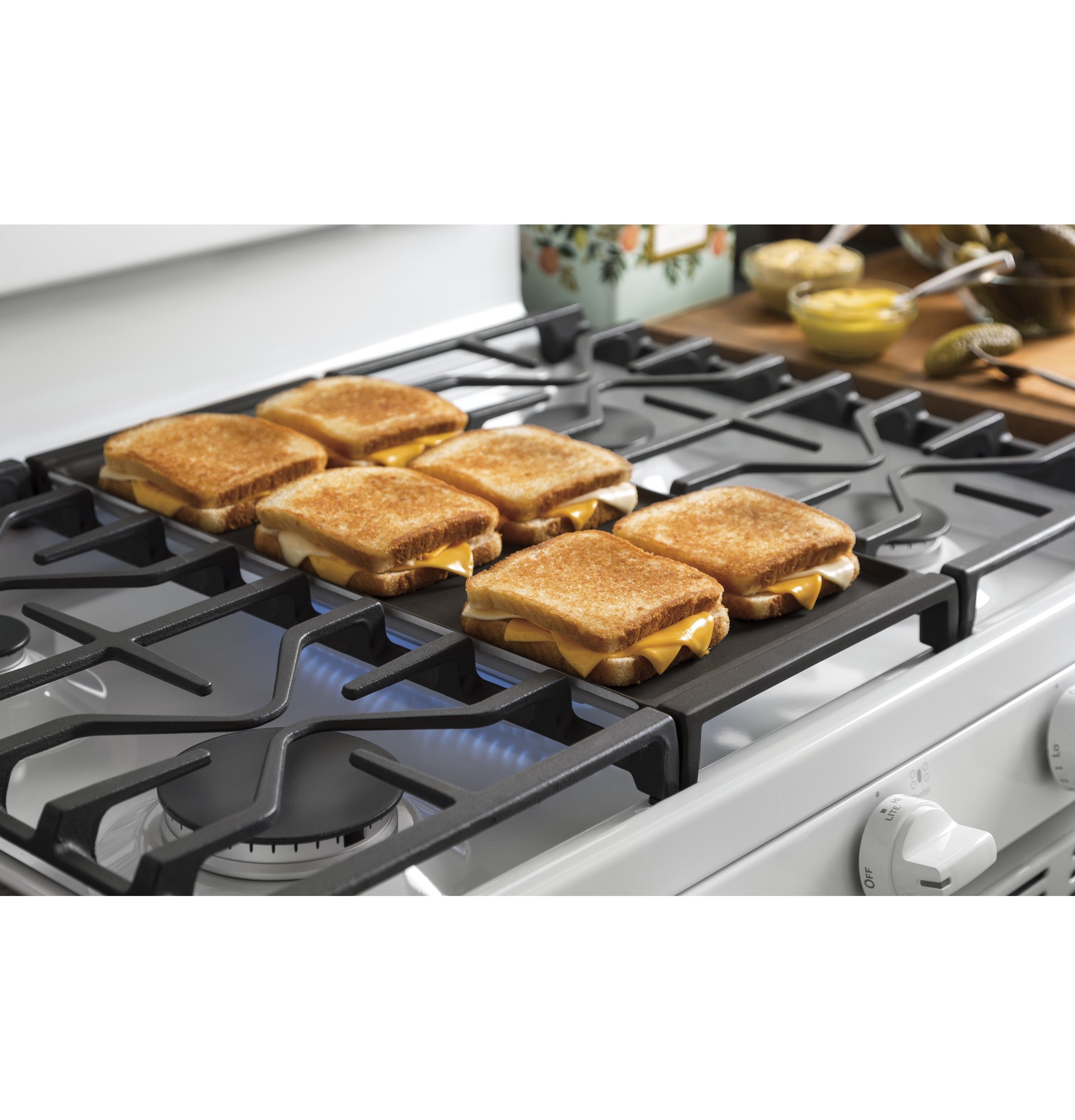 GE 30" Free-Standing Gas Range, Edge-To-Edge Cooktop - White - Ranges - Additional View 4