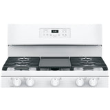 GE 30" Free-Standing Gas Range, Edge-To-Edge Cooktop - White - Ranges - Additional View 7