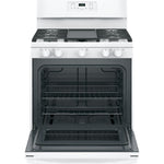 GE 30" Free-Standing Gas Range, Edge-To-Edge Cooktop - White - Ranges - Additional View 8