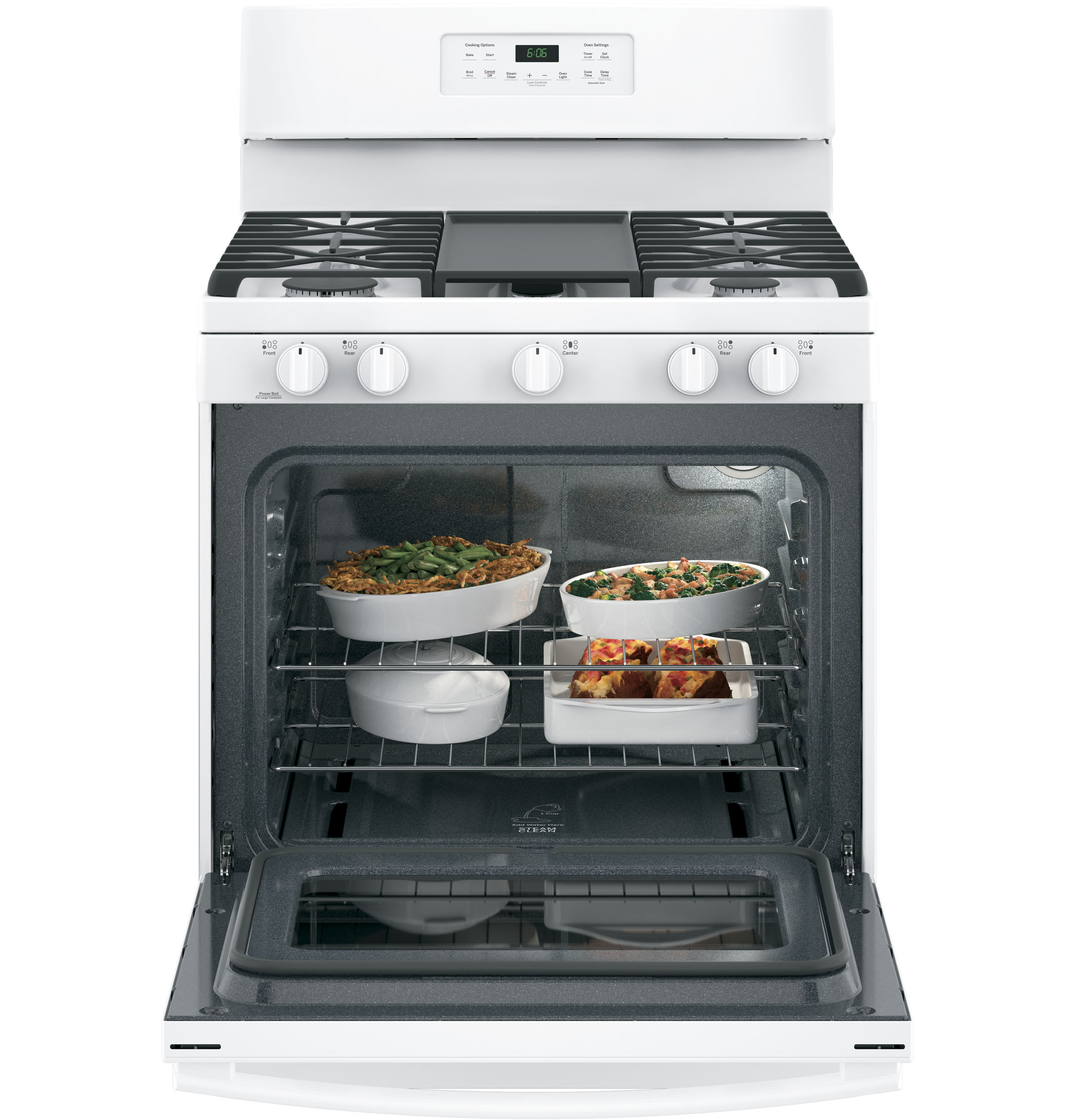 GE 30" Free-Standing Gas Range, Edge-To-Edge Cooktop - White - Ranges - Additional View 9