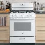 GE 30" Free-Standing Gas Range, Edge-To-Edge Cooktop - White - Ranges - Additional View 12