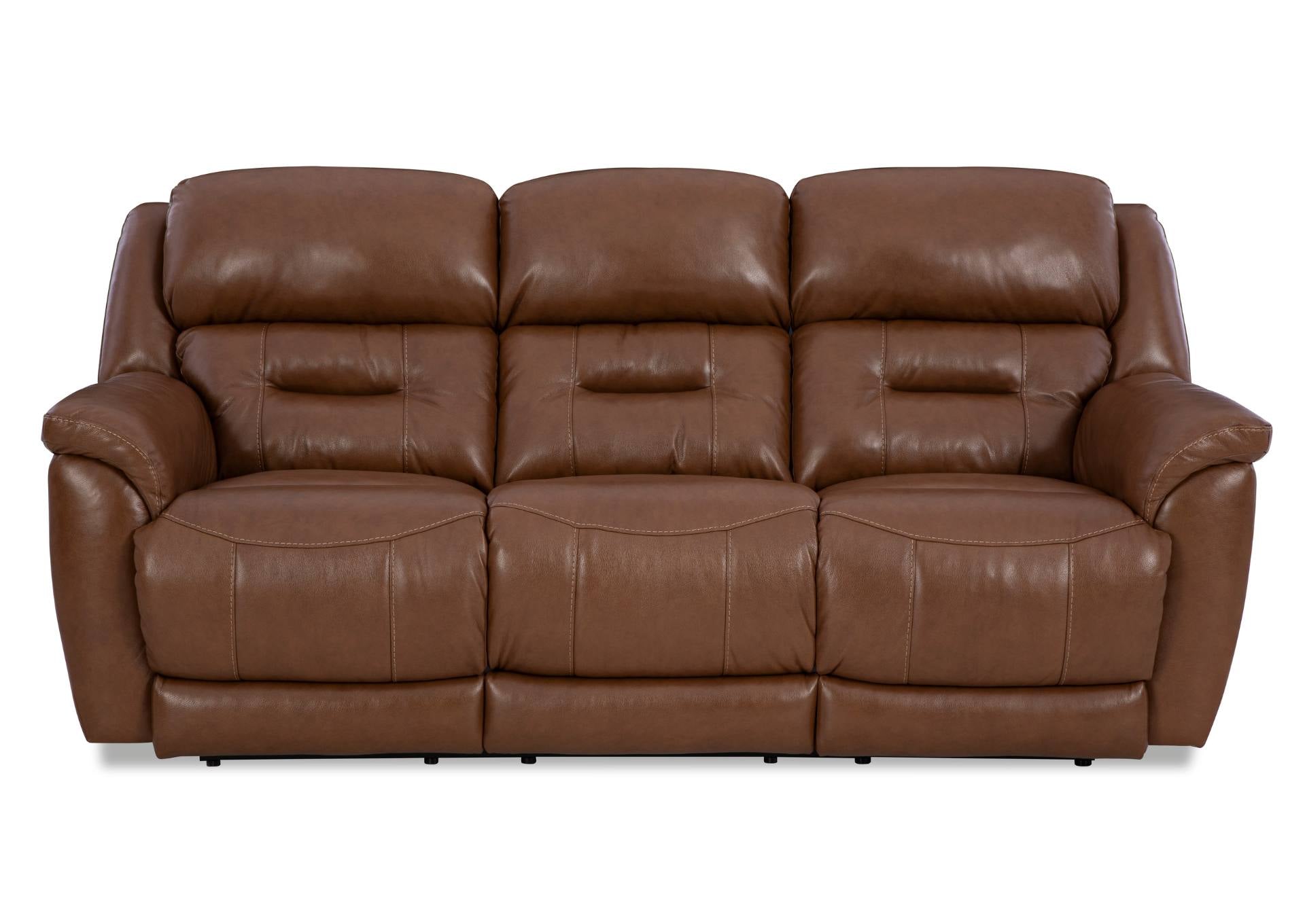 Laredo Leather Power Sofa - Saddle
