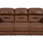 Laredo Leather Power Sofa - Saddle