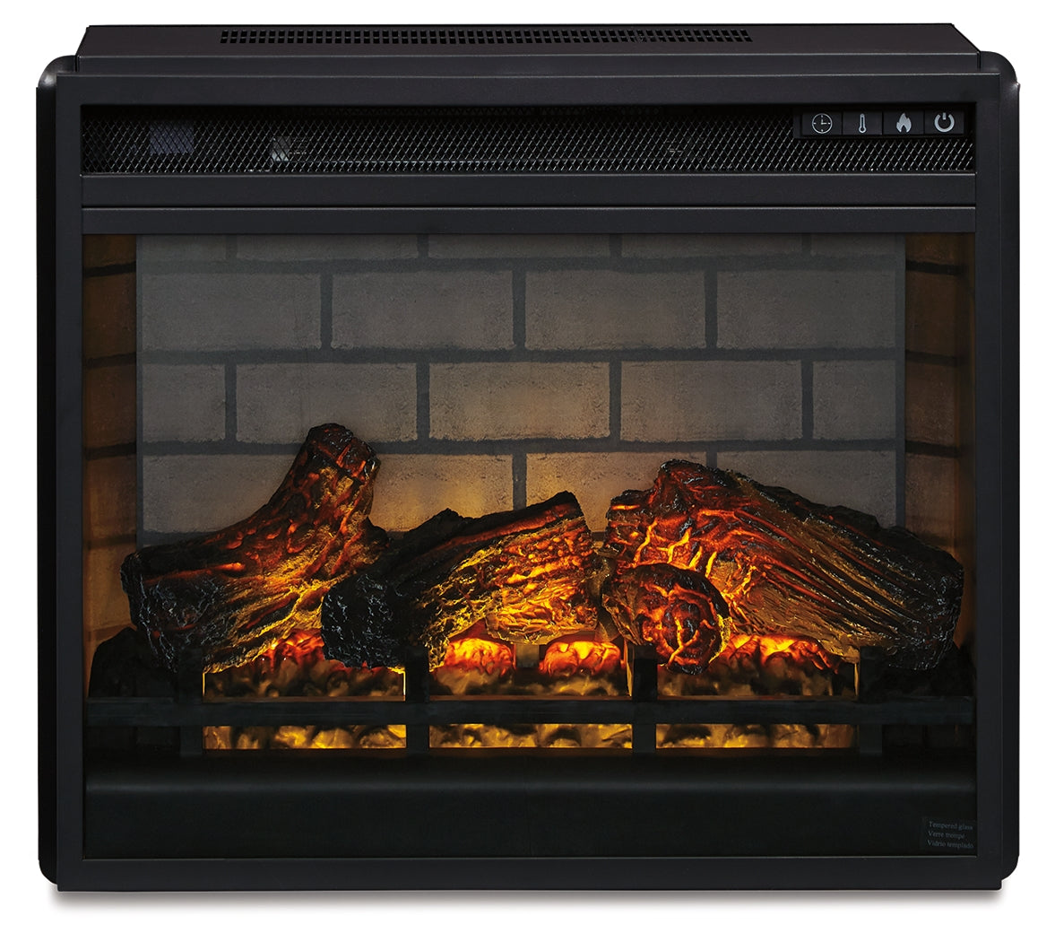 Ashley Furniture - ENTERTAINMENT ACCESSORIES FIREPLACE INSERT - Black Glass|Metal - Fireplace Inserts