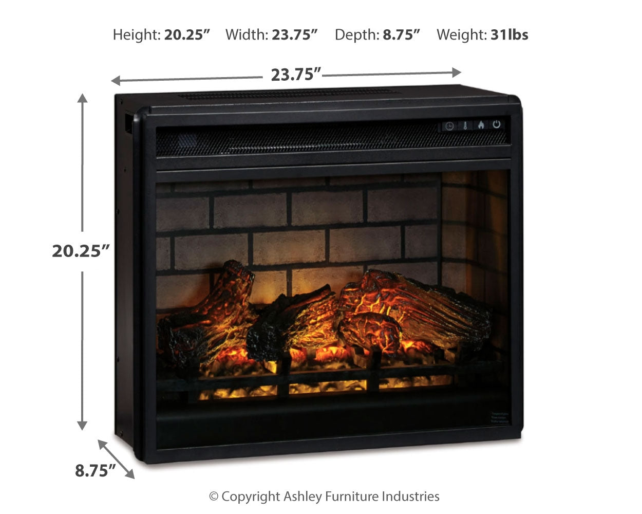 Ashley Furniture - ENTERTAINMENT ACCESSORIES FIREPLACE INSERT - Black Glass|Metal - Fireplace Inserts - Additional View 3