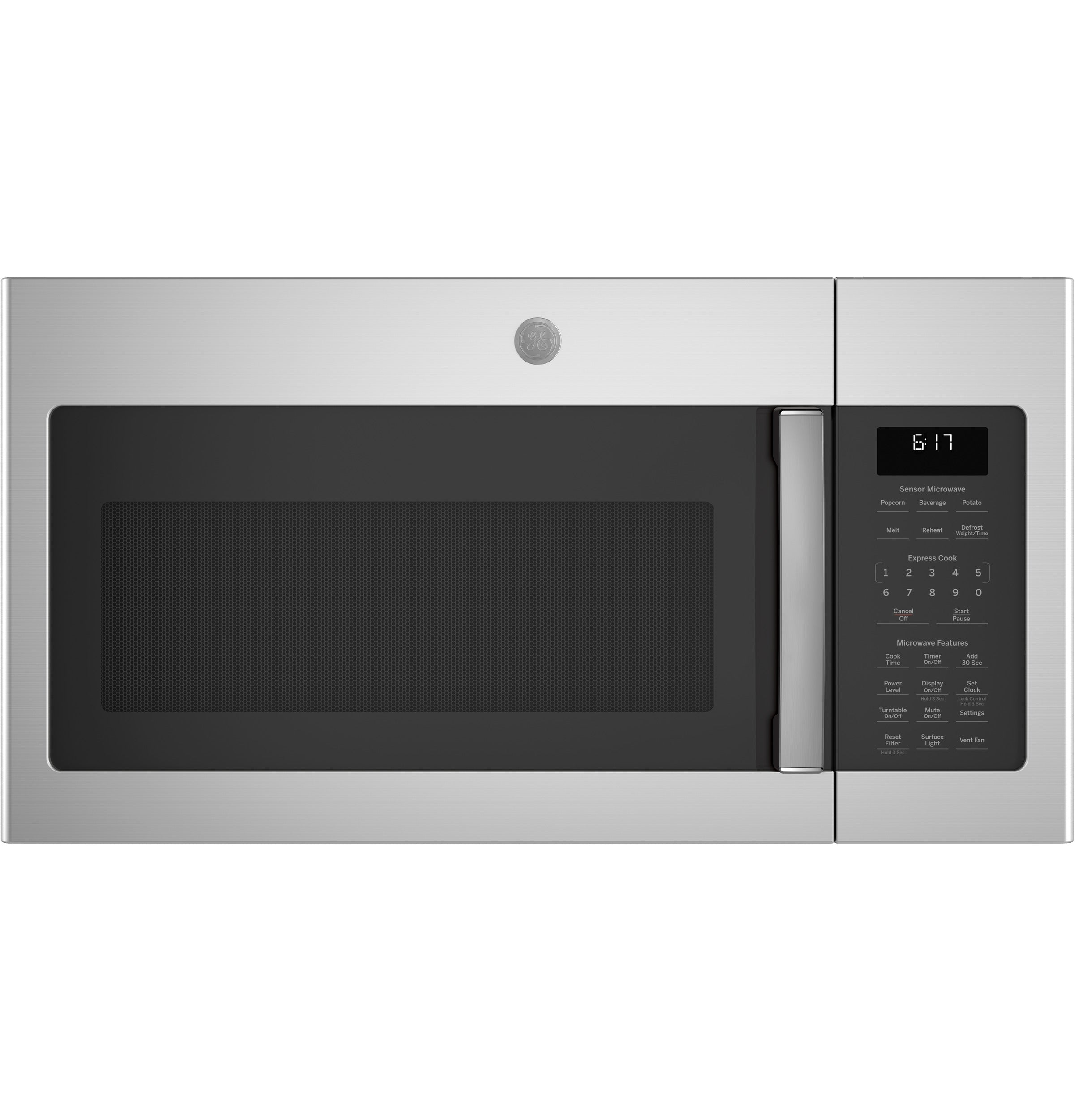 GE FINGERPRINT RESISTANT STAINLESS STEEL 1.7CU OVER-THE-RANGE MICROWAVE - Pearl Silver|Black - Microwaves