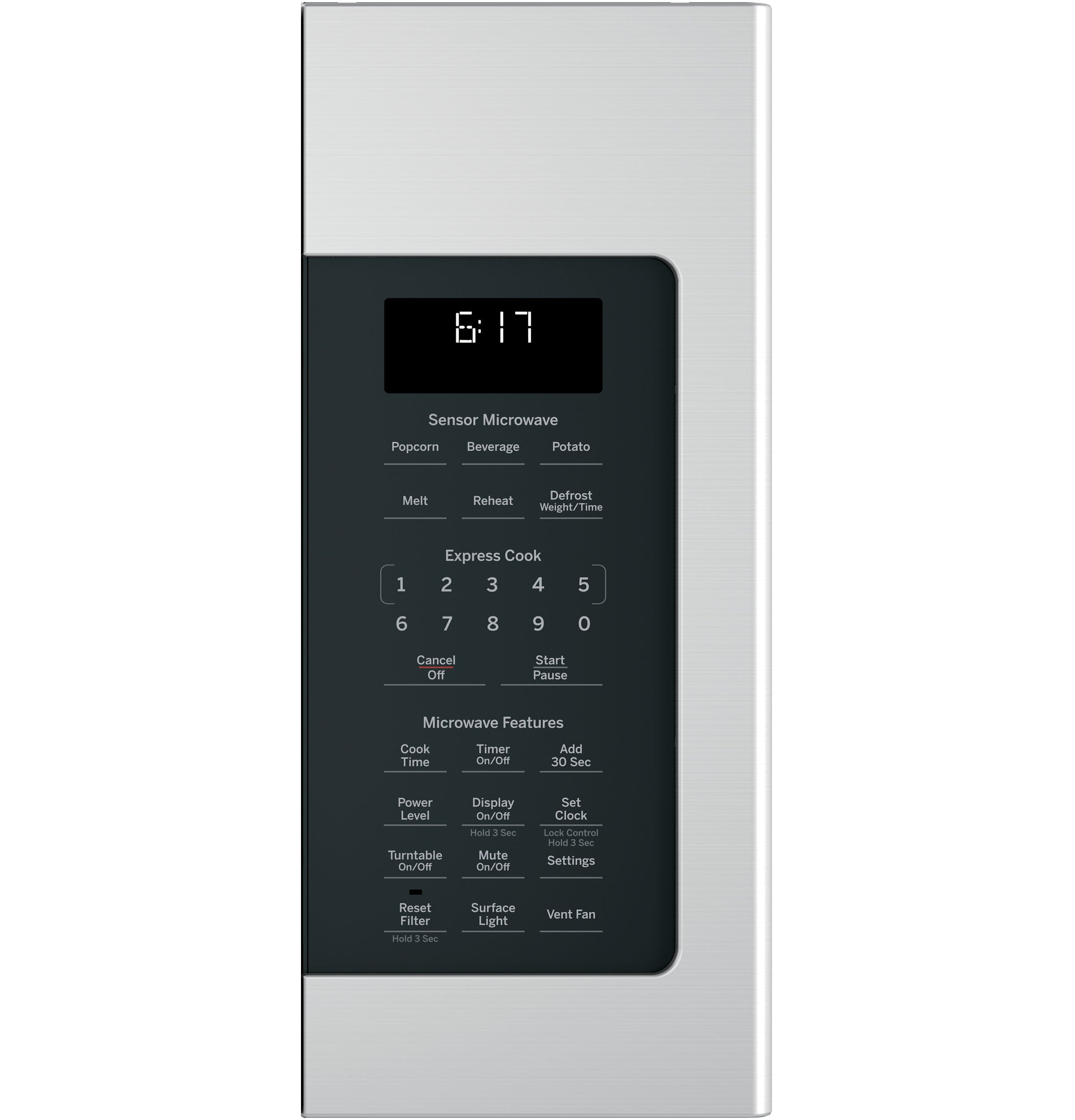 GE FINGERPRINT RESISTANT STAINLESS STEEL 1.7CU OVER-THE-RANGE MICROWAVE - Pearl Silver|Black - Microwaves - Additional View 1