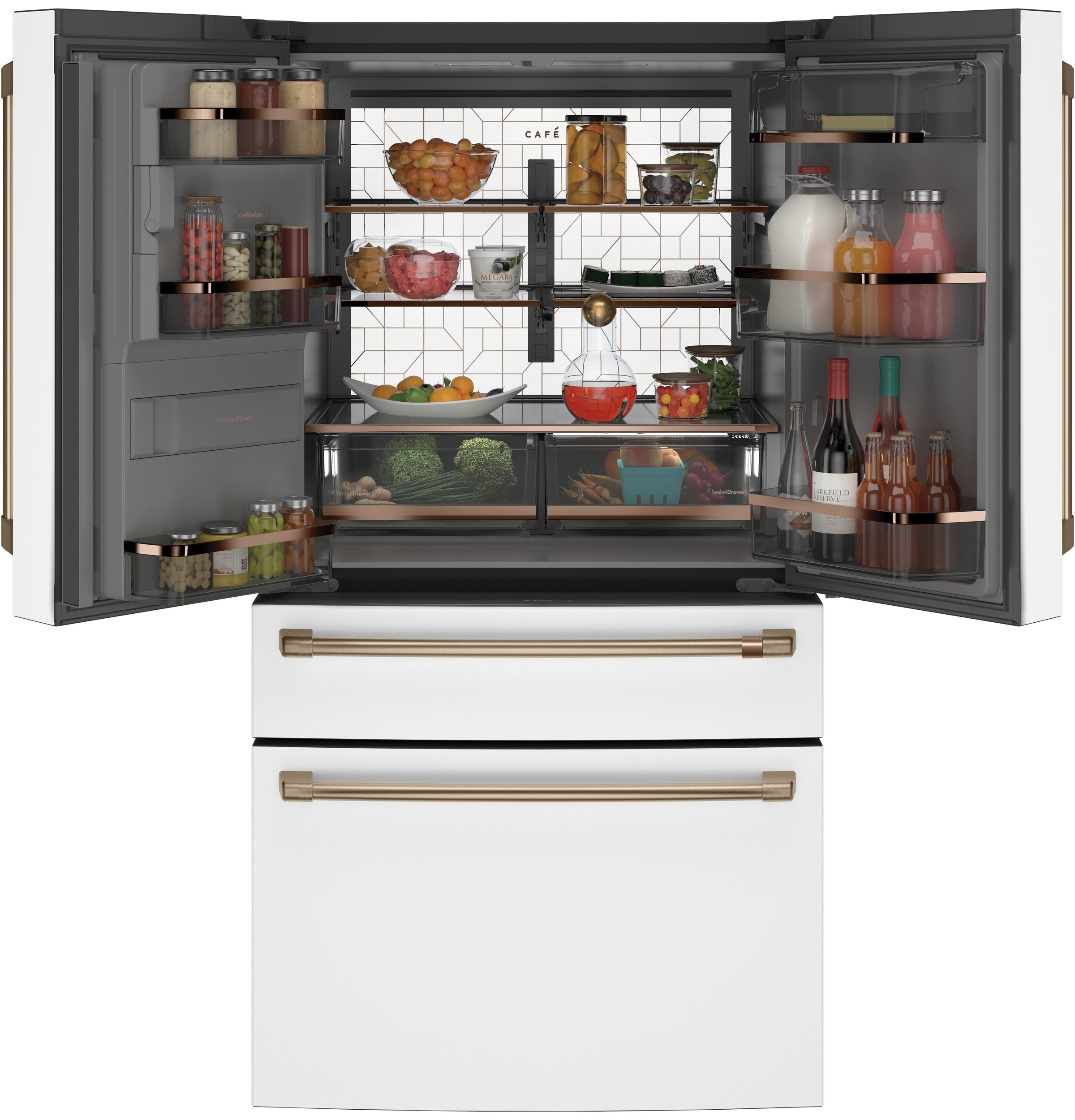 CAFE MATTE WHITE 28CU 4 DOOR FRENCH DOOR REFRIGERATOR - Refrigerators - Additional View 1