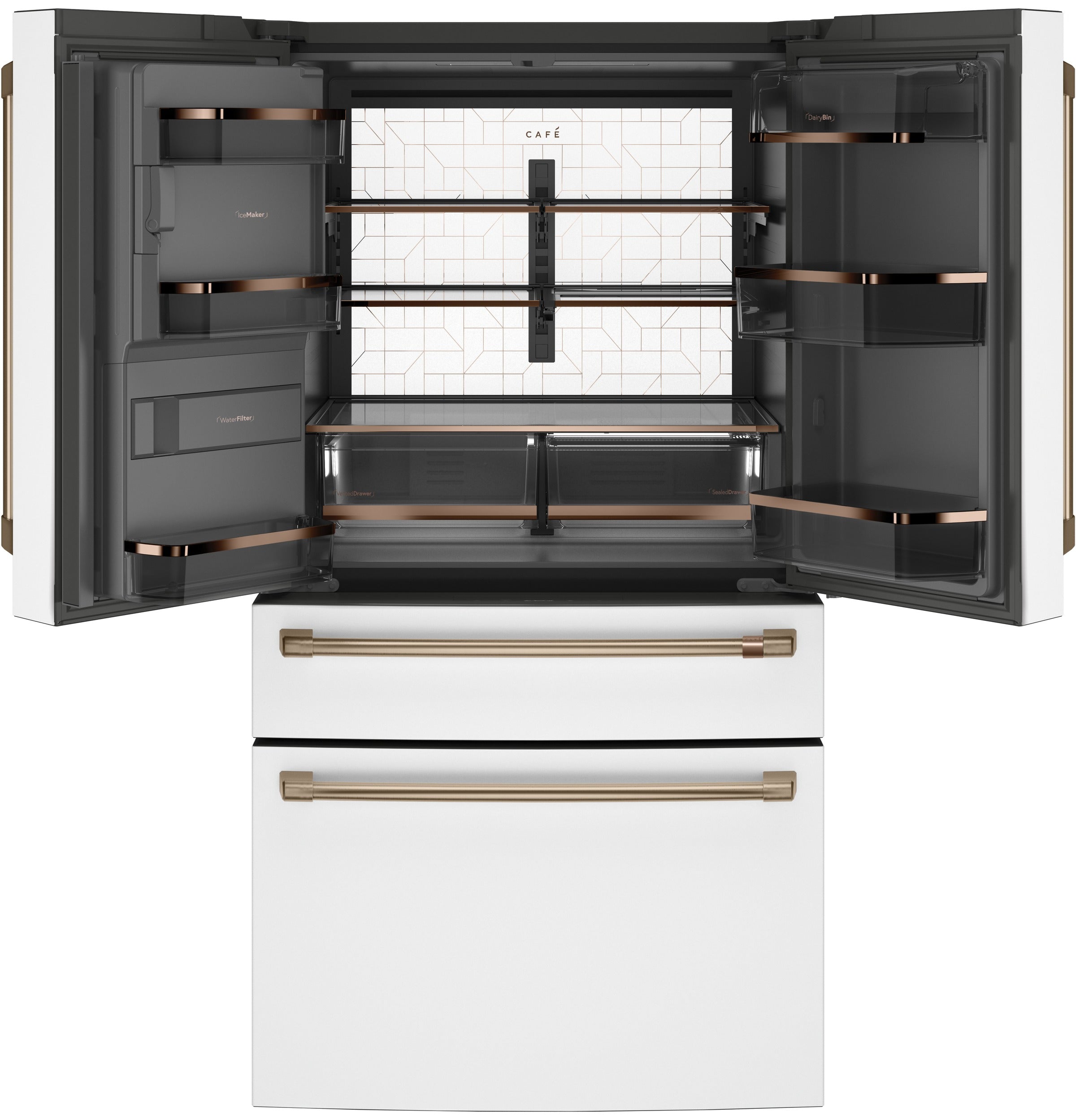 CAFE MATTE WHITE 28CU 4 DOOR FRENCH DOOR REFRIGERATOR - Refrigerators - Additional View 2