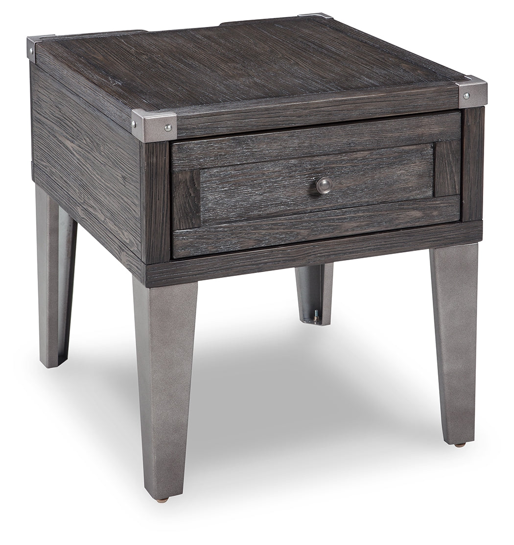 Ashley Furniture - TODOE END TABLE - Dark Gray Metal|Wood - Tables