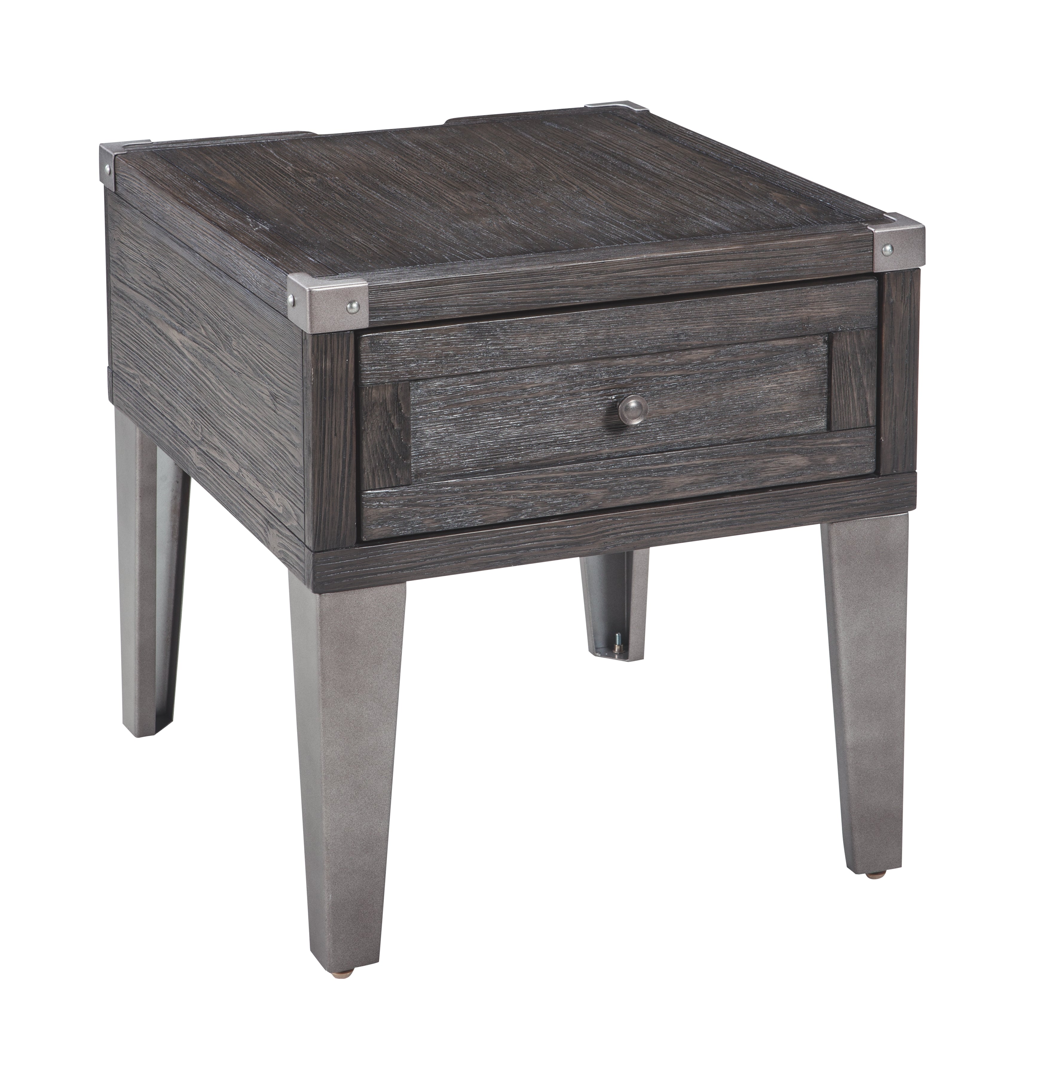 Ashley Furniture - TODOE END TABLE - Dark Gray Metal|Wood - Tables - Additional View 4