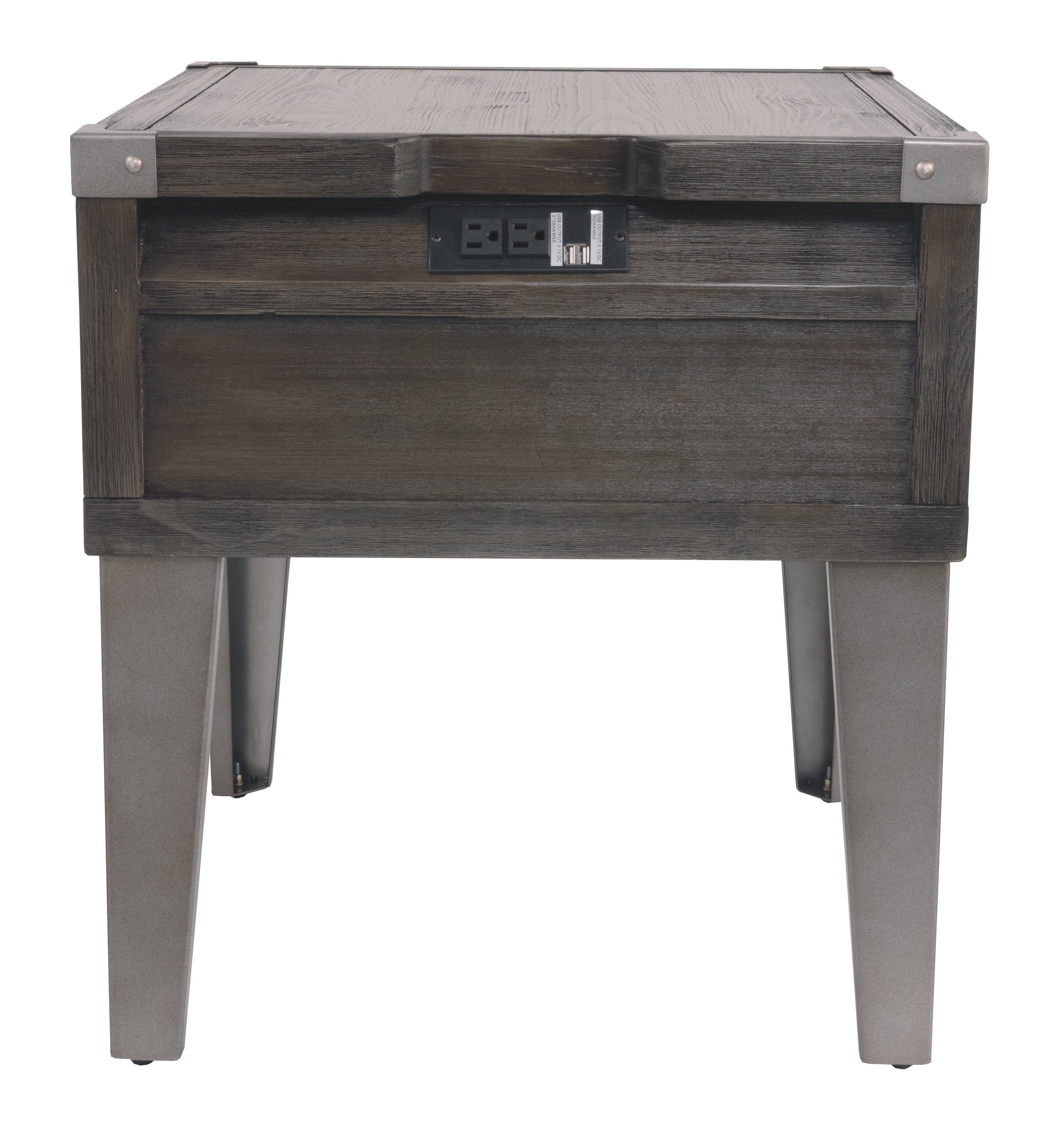 Ashley Furniture - TODOE END TABLE - Dark Gray Metal|Wood - Tables - Additional View 7