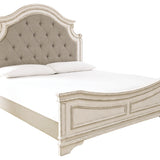 Ashley Furniture - Realyn King Panel Bed - White|Beige Wood - Beds