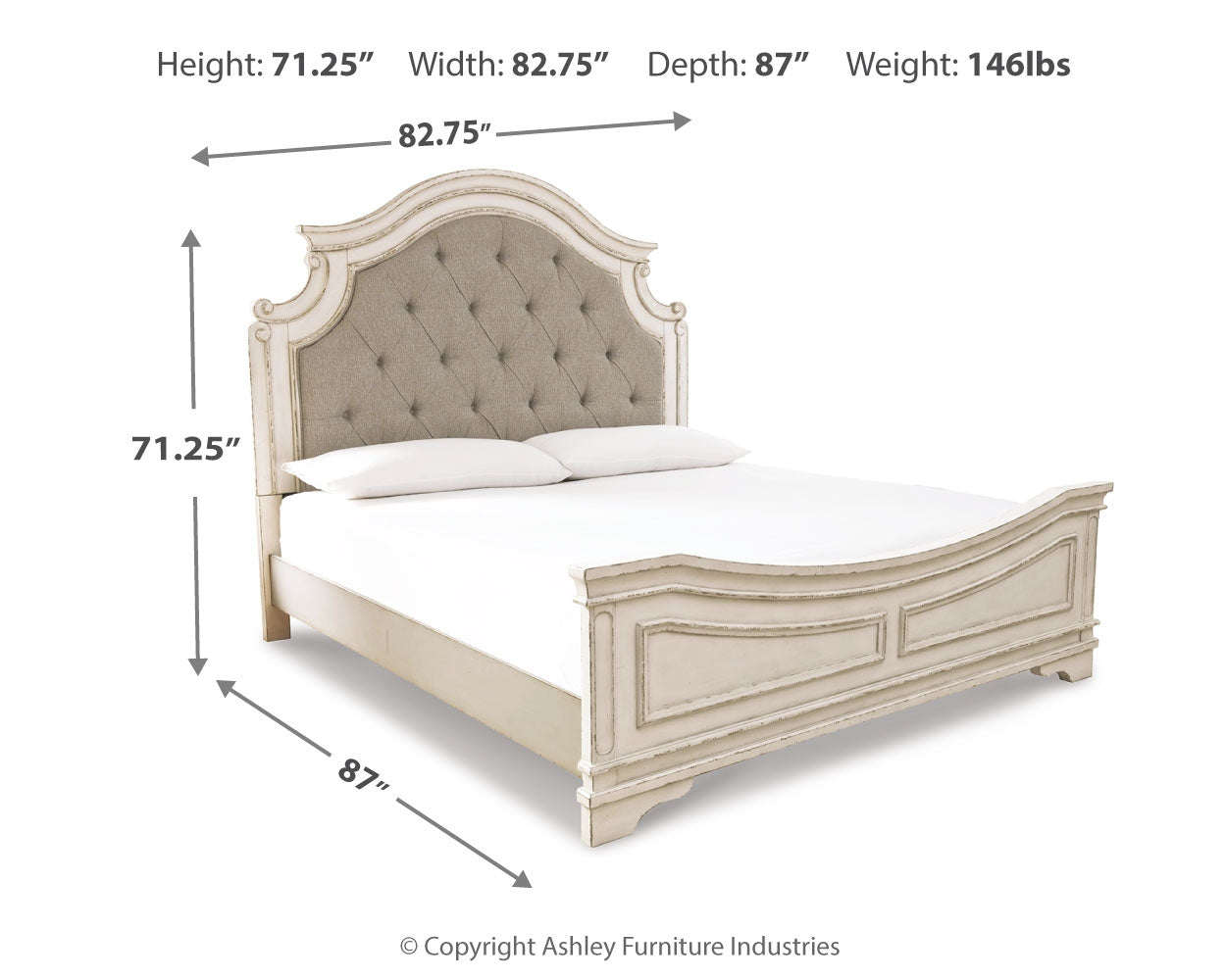 Ashley Furniture - Realyn King Panel Bed - White|Beige Wood - Beds - Additional View 3
