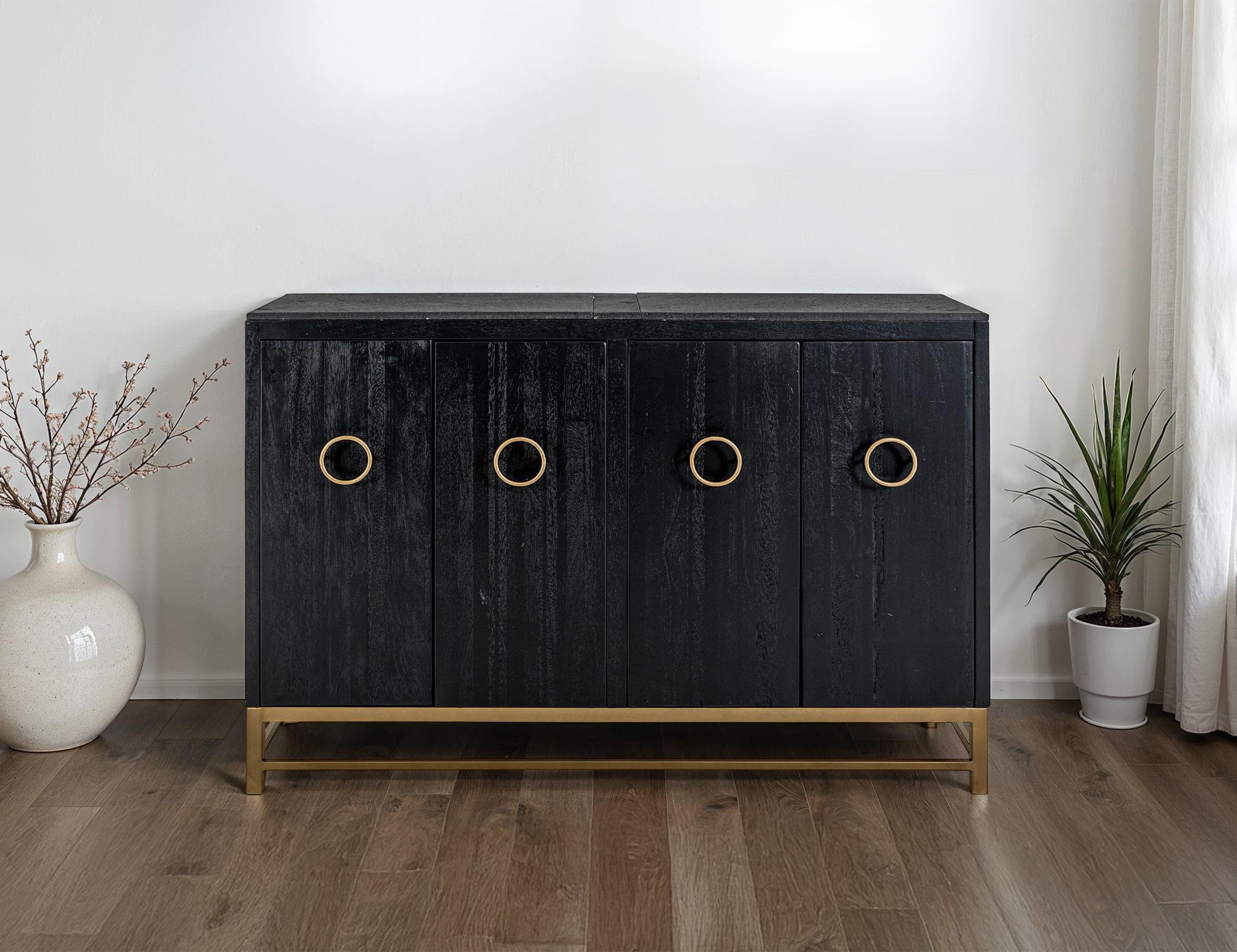 International Furniture Direct - EBANO DARK CONSOLE - Black Wood - Tables - Additional View 3