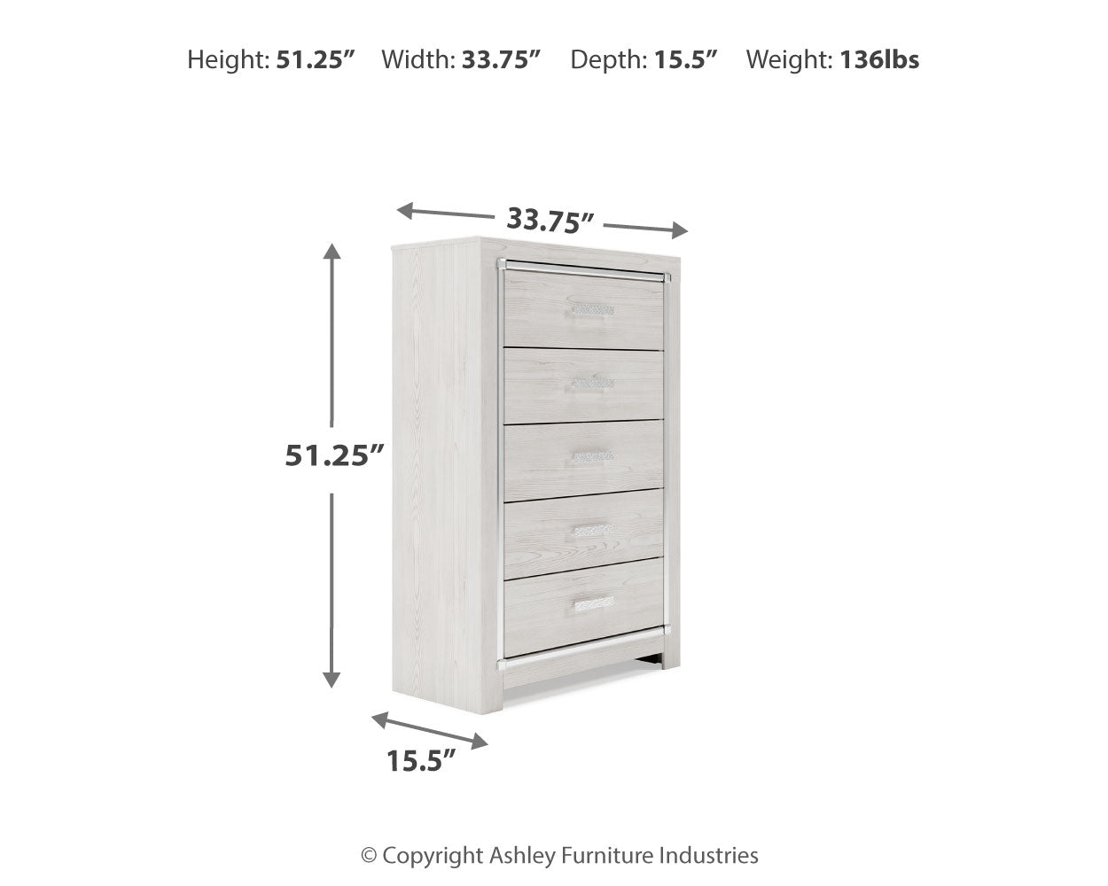 Ashley Furniture - ALTYRA WHITE CHEST - Wood - Chests - Additional View 3