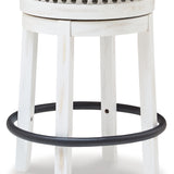 Ashley Furniture - Valebeck 24" Swivel Stool - White - Fabric|Metal|Wood - Stools