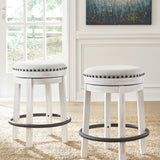 Ashley Furniture - Valebeck 24" Swivel Stool - White - Fabric|Metal|Wood - Stools - Additional View 1