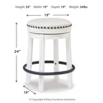 Ashley Furniture - Valebeck 24" Swivel Stool - White - Fabric|Metal|Wood - Stools - Additional View 3