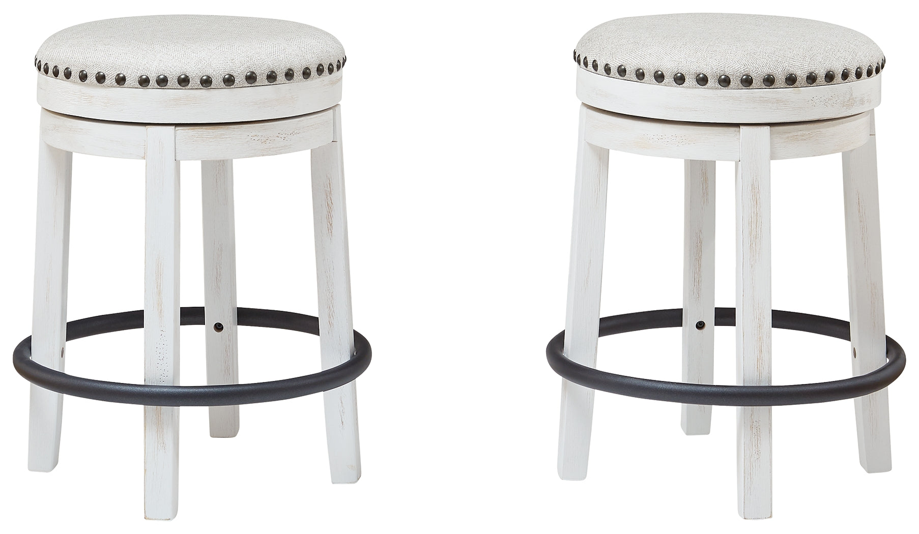 Ashley Furniture - Valebeck 24" Swivel Stool - White - Fabric|Metal|Wood - Stools - Additional View 4