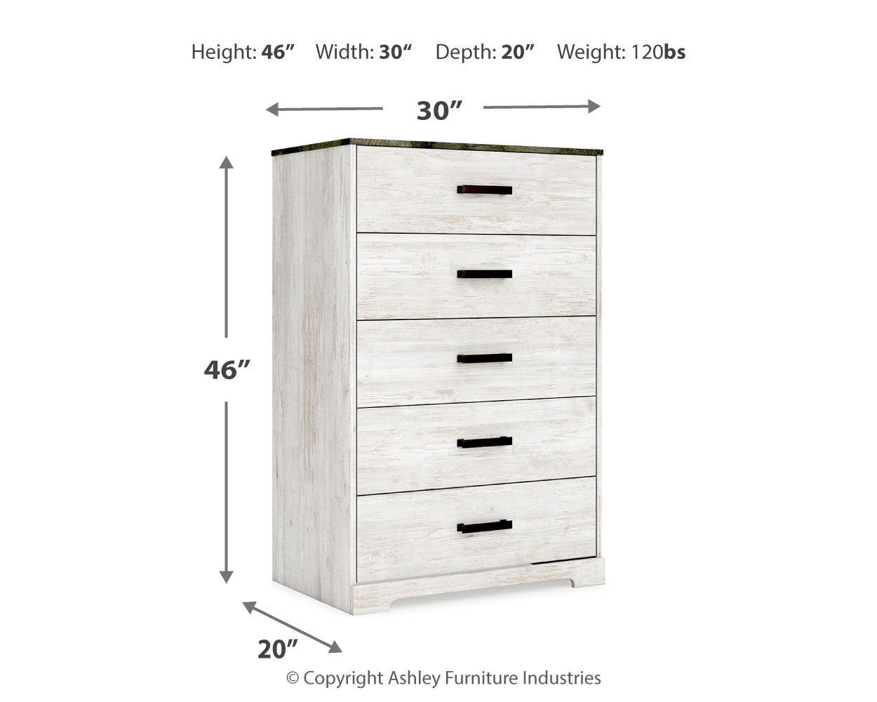 Ashley Furniture - SHAWBURN 5 DRAWER CHEST - Light Brown Wood - Chests - Additional View 9