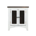 International Furniture Direct - PUEBLO WHITE END TABLE - White|Dark Brown Wood - Tables