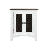 International Furniture Direct - PUEBLO WHITE END TABLE - White|Dark Brown Wood - Tables