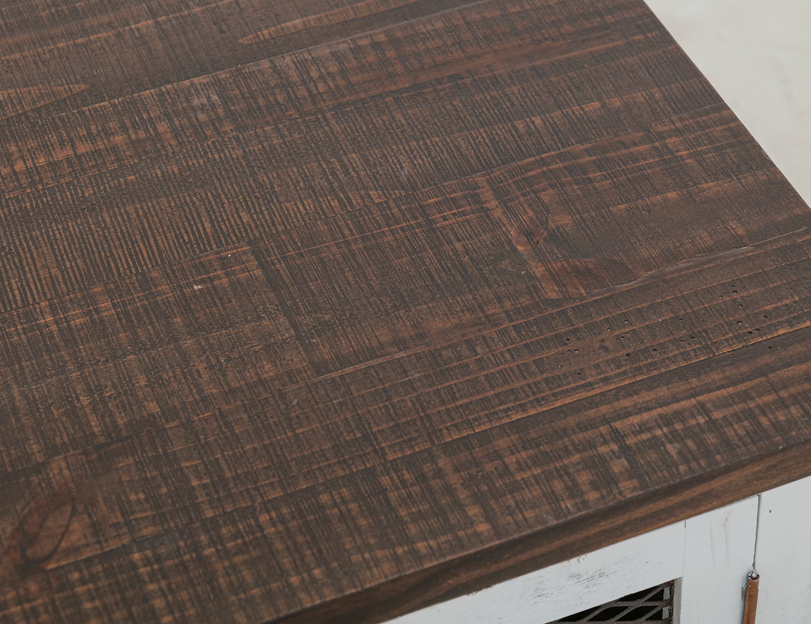 International Furniture Direct - PUEBLO WHITE END TABLE - White|Dark Brown Wood - Tables - Additional View 6