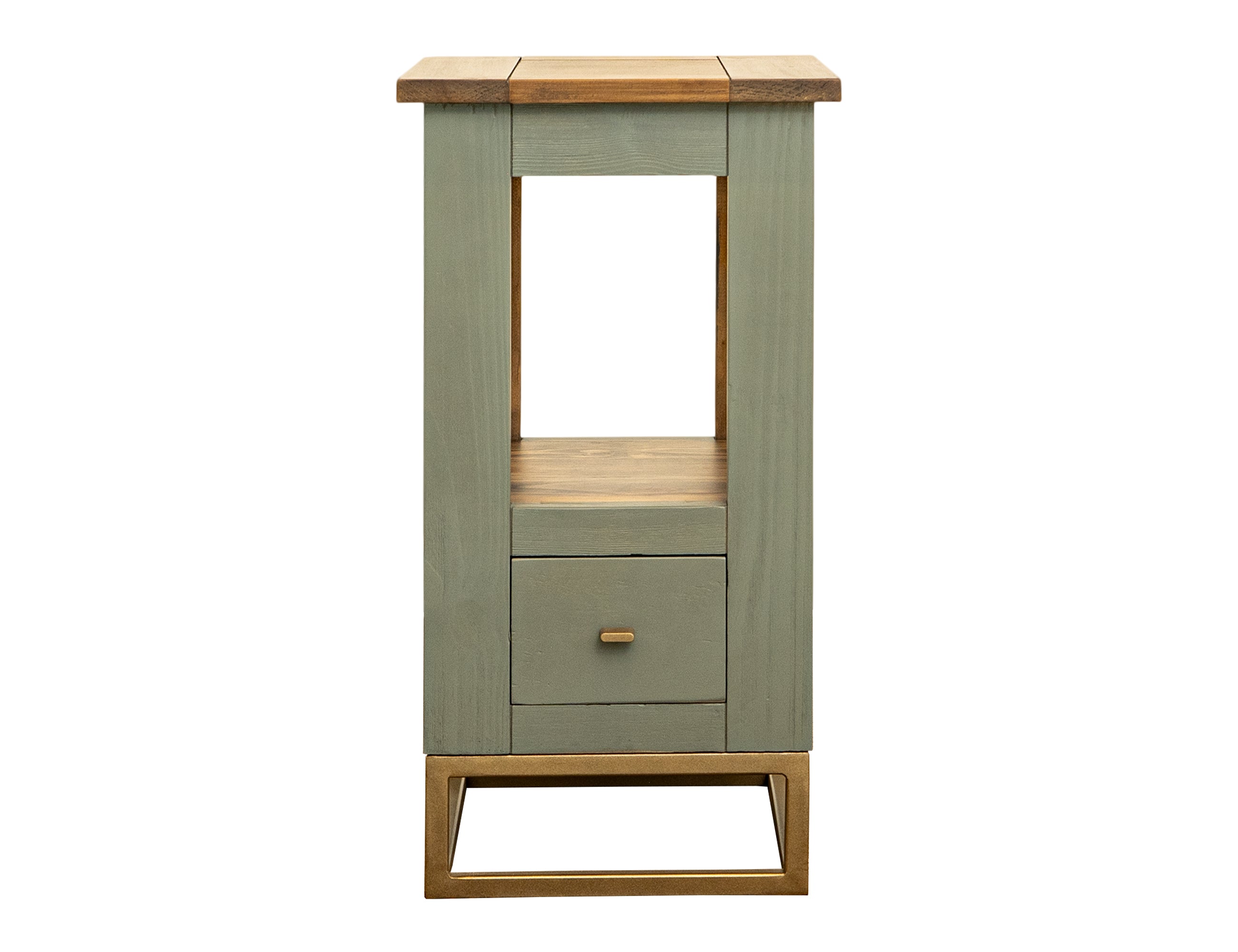 International Furniture Direct - TIMBER CHAIRSIDE TABLE - Green Wood - Tables