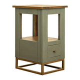 International Furniture Direct - TIMBER CHAIRSIDE TABLE - Green Wood - Tables - Additional View 1