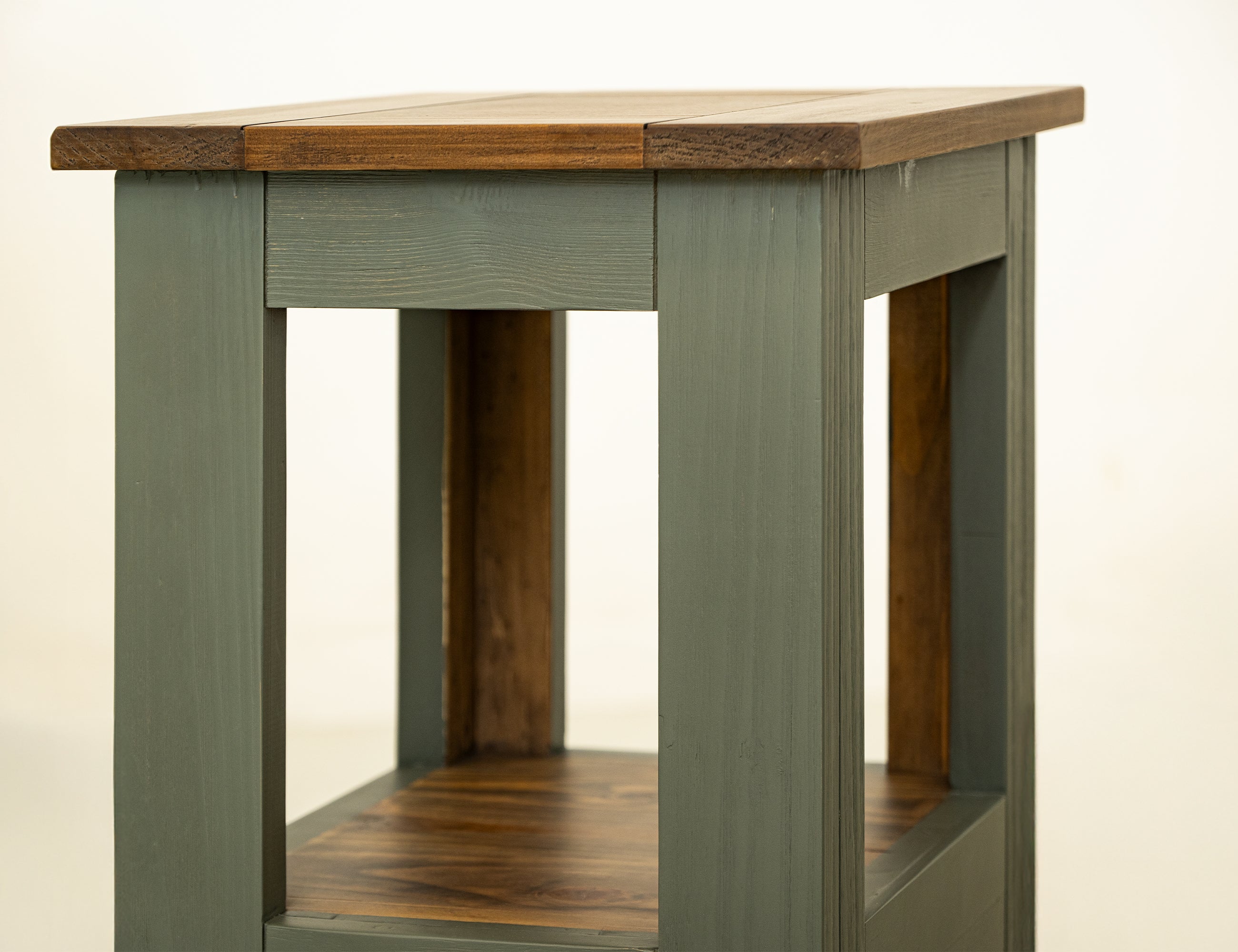 International Furniture Direct - TIMBER CHAIRSIDE TABLE - Green Wood - Tables - Additional View 3